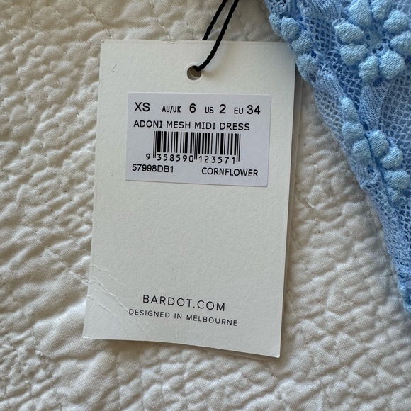 Bardot, Adoni Mesh Midi Dress, Cornflower Blue, Size 2 - Picture 5 of 5